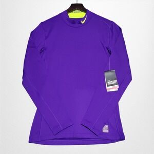 NEW Nike Pro Combat Mens Small Fitted Hyperwarm Dri-Fit Long Sleeve Shirt Purple